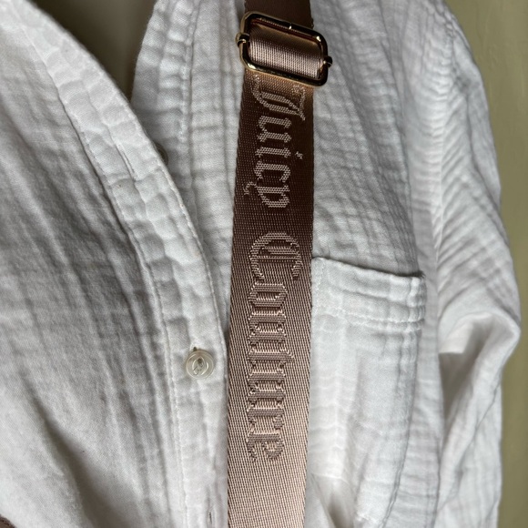 Juicy Couture Neutral Monogram Mini Crossbody Tote Handbag with Heart Charm Nwot - Picture 16 of 16